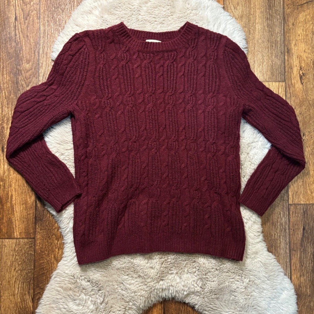 St John's Bay Sweater Cale Knit Burgundy Size Medium